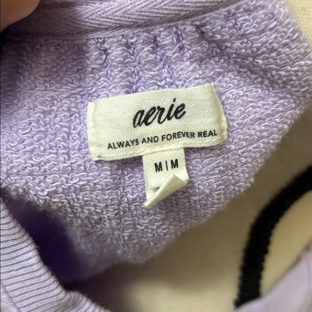 Aerie Light Purple Tie-Front Oversized Sweatshirt size Medium - Picture 7 of 7
